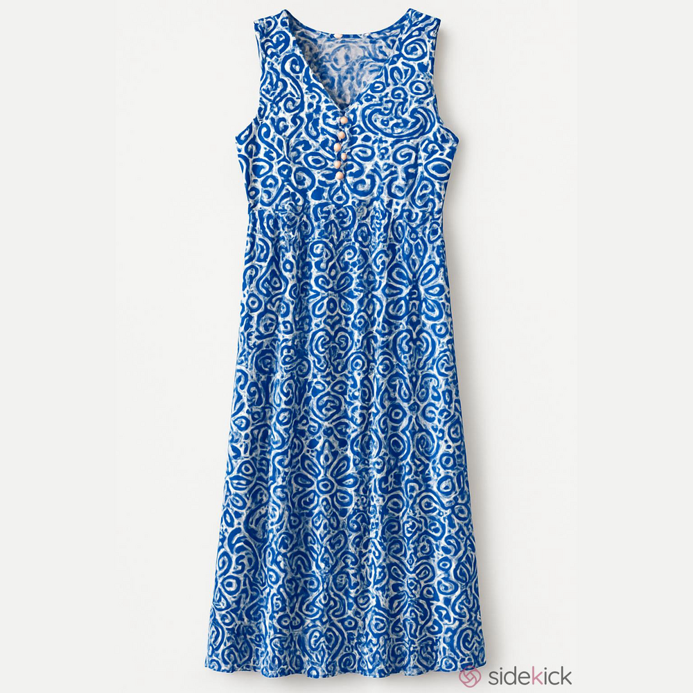 NWOT Sundress, Henley style, white, royal blue, lavender XL sundress.